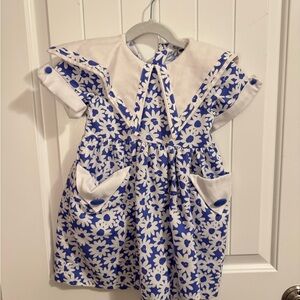 Floral Blue and White Kids Dress